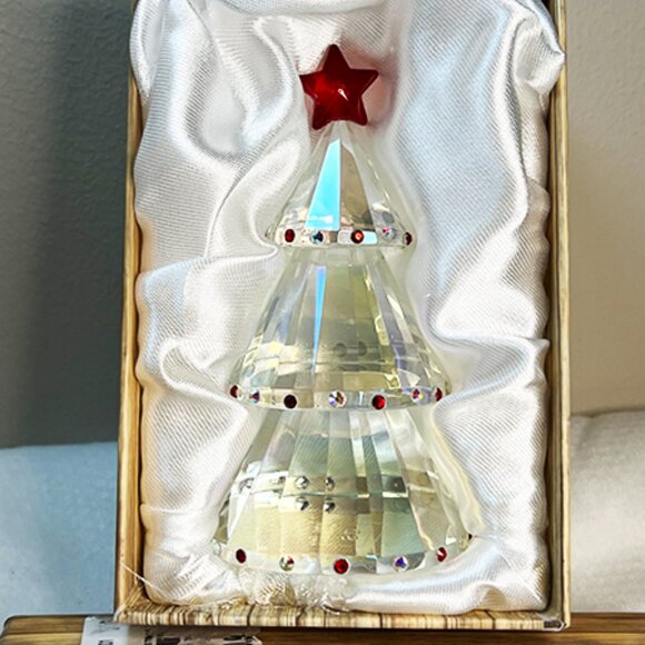 Simon Design SD Clear Iridescent Crystal Christmas Tree Red Star - Picture 2 of 4